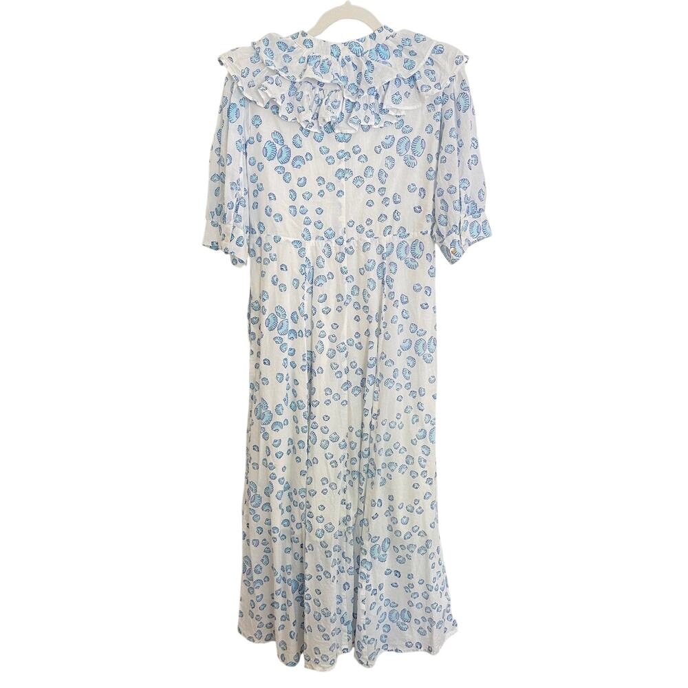 Julia India Amory JA Ruffle Shirt Maxi Dress Blue Shell Puff Sleeve Tuckernuck S - Picture 6 of 11